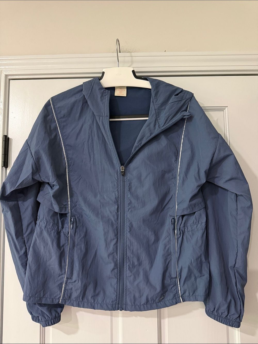 Freely Blue (Vintage Indigo) Raincoat (Aliyah Jacket), Front Zipper Pockets S